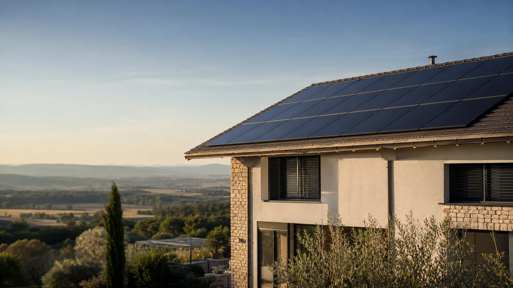 Maison équipée de panneaux photovoltaïques près de Valence